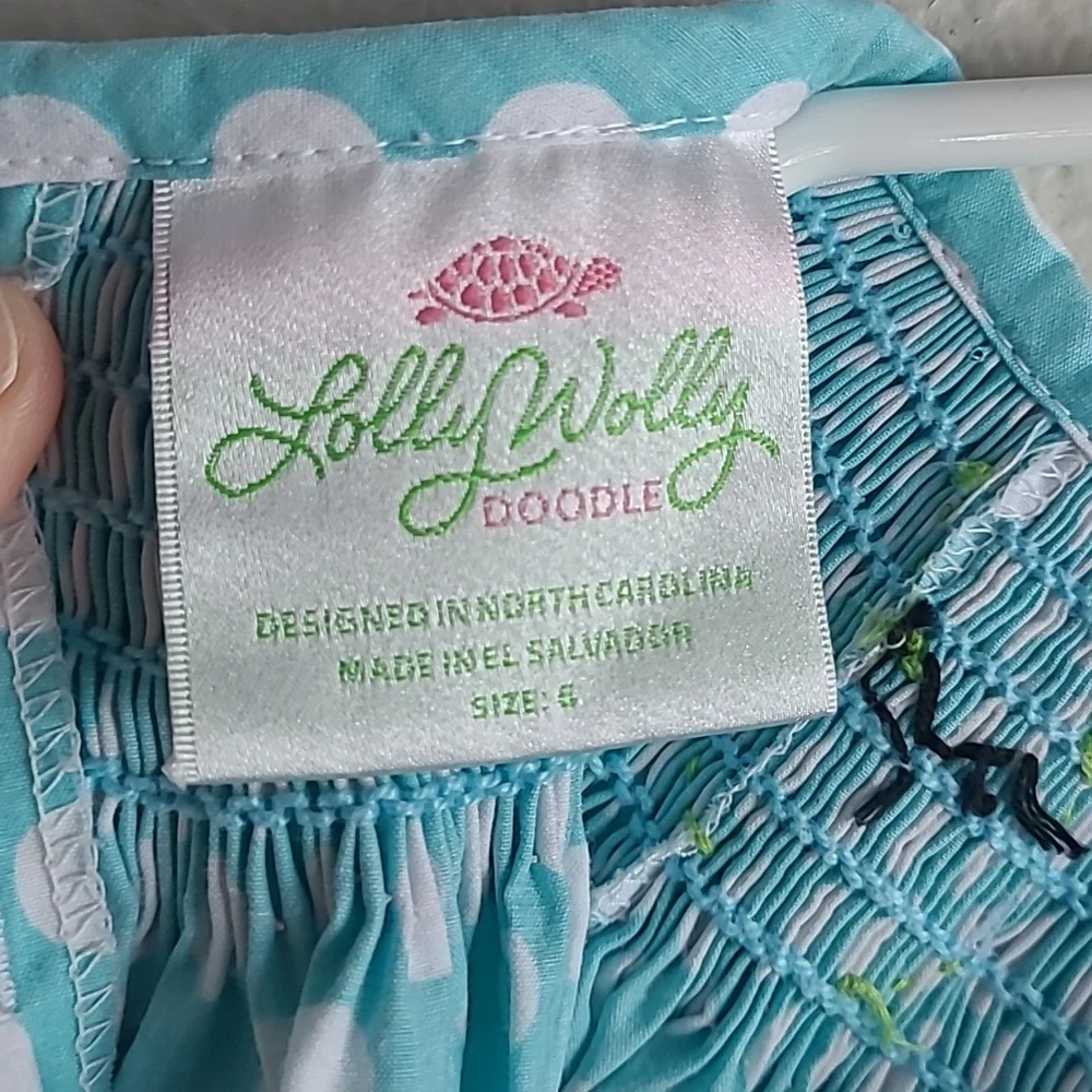 Lolly Wolly Blue Polka Dot Kids Vintage Style Easter Dress Size 6